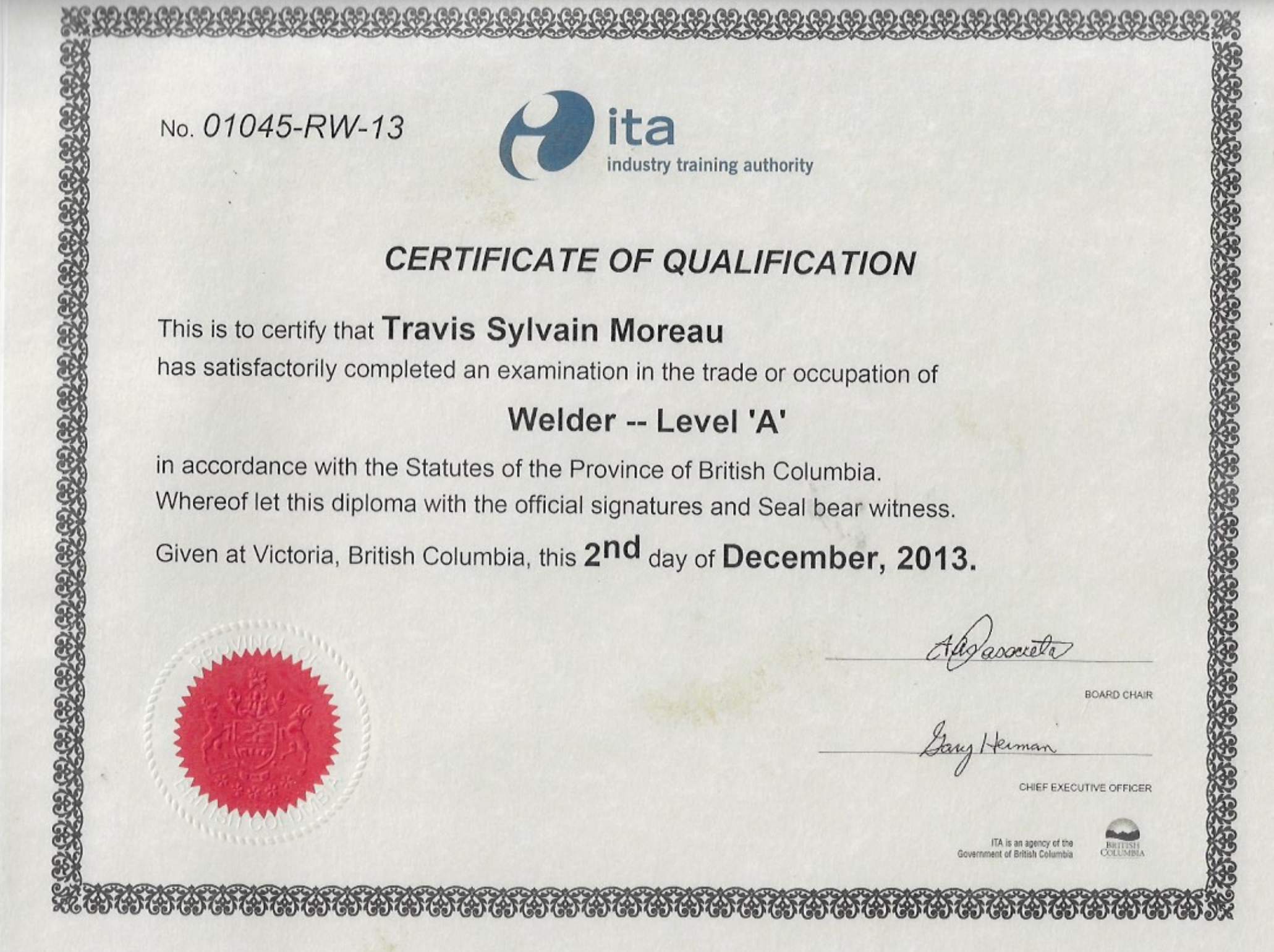 apprenticeship certificate